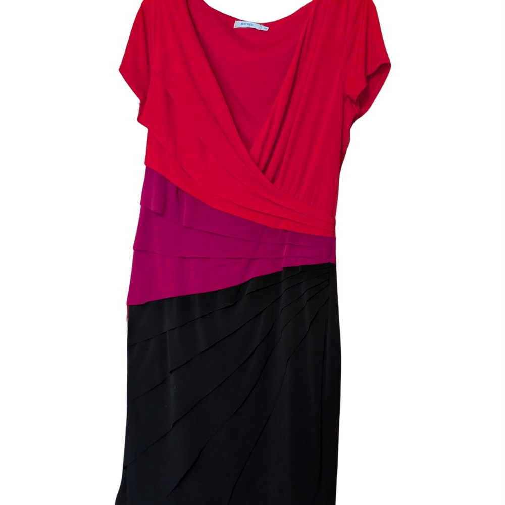Ricki's Red and Pink Flutter Sleeve Sheath Dress